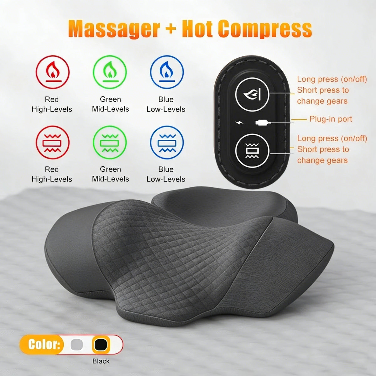 Neck Massager Pillow With Heat And Vibration