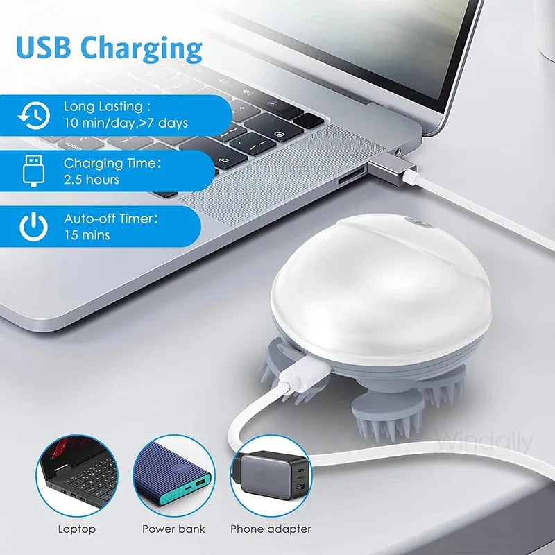 Scalp Massager Rechargeable 3D Kneading Device