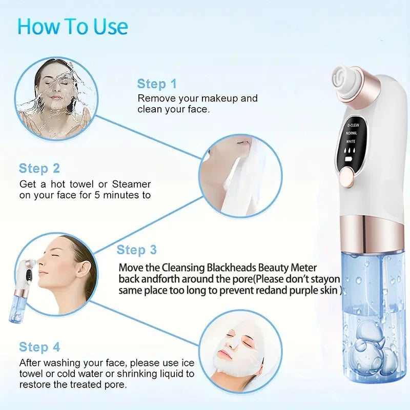 Pore Cleaner USB-Rechargeable With 5 Interchangeable Probes