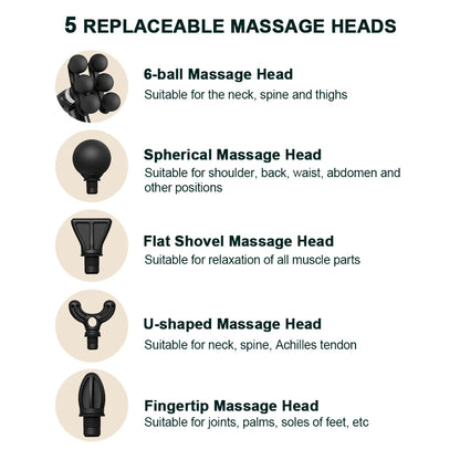 Massage Gun With 6 Heads and Adjustable Intensity