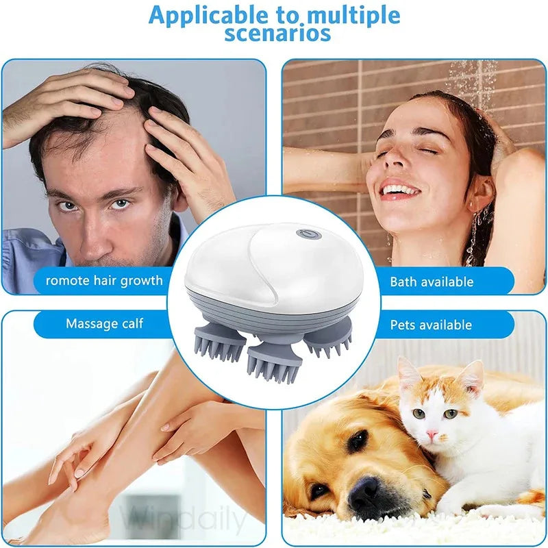 Scalp Massager Rechargeable 3D Kneading Device
