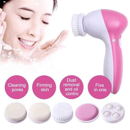 Facial Cleansing Brush 5-in-1 Battery-Powered Black