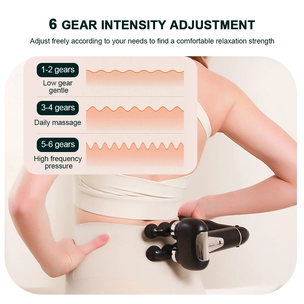 Massage Gun With 6 Heads and Adjustable Intensity