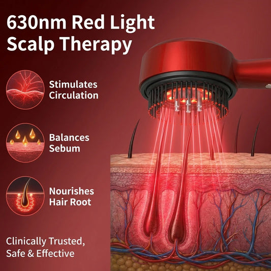 Scalp Massage Comb with Red Light and Serum Applicator