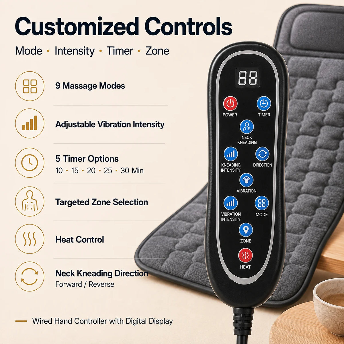 Massage Mat With Heat and Neck Kneading