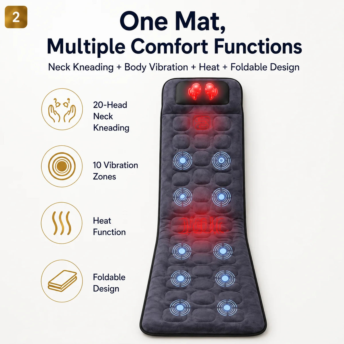 Massage Mat With Heat and Neck Kneading